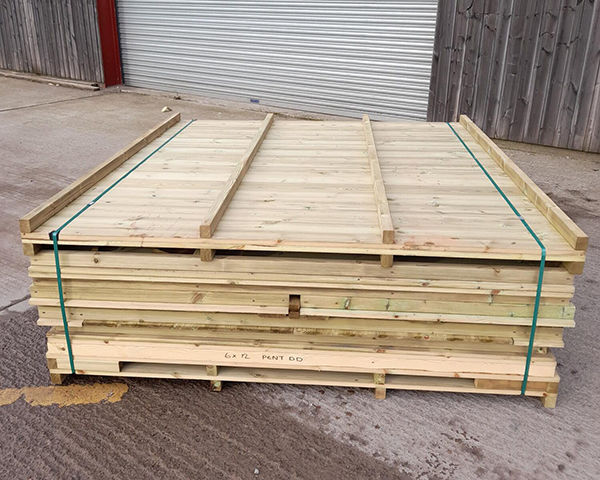 Flat packed pent shed